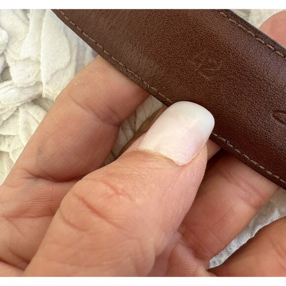 Saks Fifth Avenue Men’s 42 Brown Leather Dress Belt Aniline Kipskin Shoulder USA - Picture 7 of 8